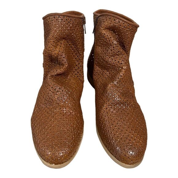 Sundance Live In Light Perforated Leather Cognac Bootie - Picture 1 of 11